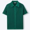 Cárdigan de Punto Jacquard de Manga Corta para Hombre Verano Casual de Negocios Versátil
