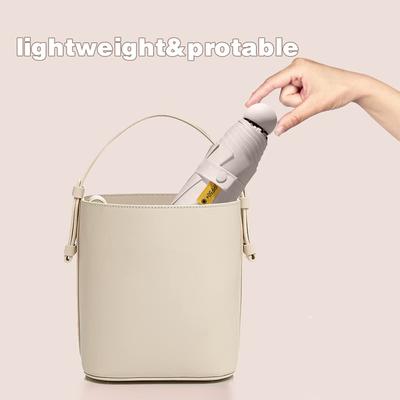 Paraguas de Viaje Plegable 6 Varillas Ligero Compacto de Bolsillo A prueba de Viento Impermeable Con Cápsula de Almacenamiento Para la Vida Diaria