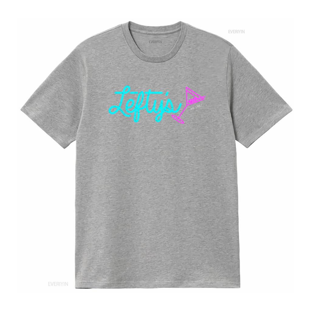 Leftys Bar T Shirt Logo Leisure Symbol Suit Sign Game Larry Games Gaming 1987 Est vintage Washed Soft streetwear Slightly