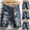 Moda masculina solta e recreativa Break Hole Drape dentro do padrão decorativo virado Bull-Puncher Knickers