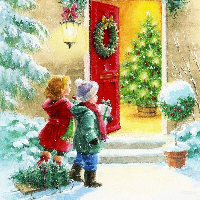 5D DIY Diamond Painting Christmas Gift Home Decor Full Round Diamond Mosaic Embroidery Cross Stitch Kits Snow and Child