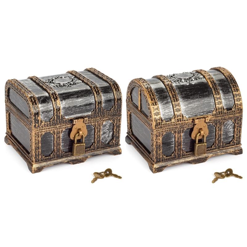 Durable ABS Plastic Pirate Treasure Box for Children Role Play Game and Party Activities Storage