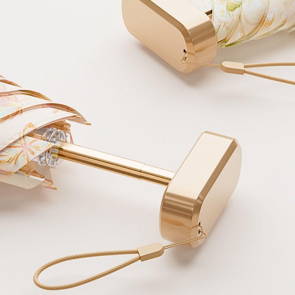 6 Ribs Design Sunscreen Umbrella Floral Pattern Rain Umbrella Portable Sunshade Umbrella Outdoor