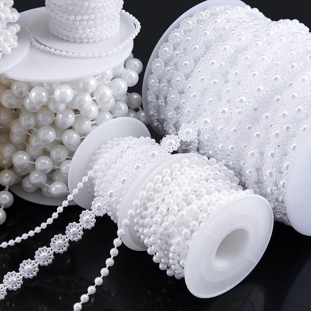 10M 2M ABS Imitation Pearl Star Bead Chain Line Cord Plastic Thread Trim DIY Wedding Party Decor Jewelry Findings Craft Material