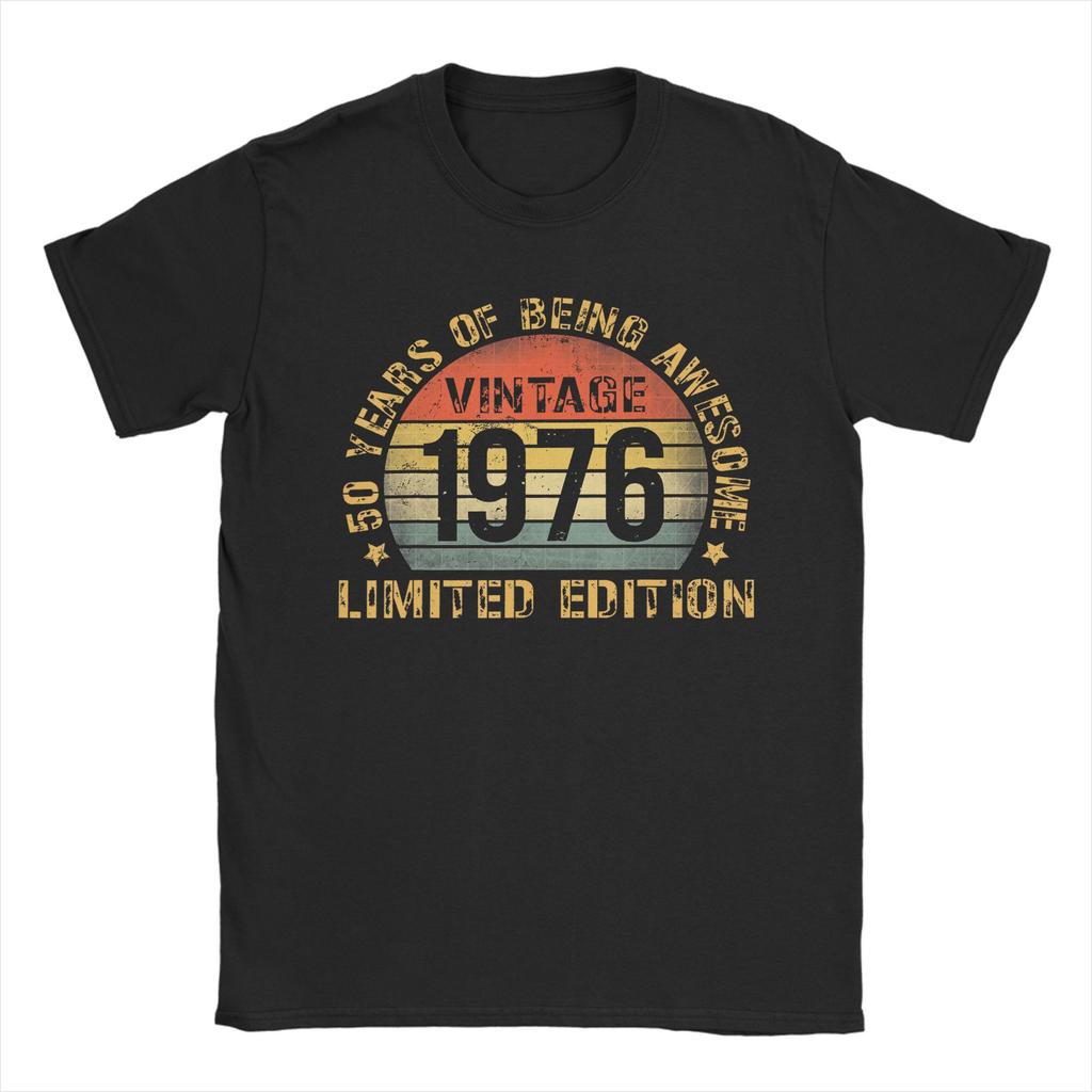 50 Birthday Decorations Unisex 50yr 1976 50th Birthday T-Shirt Summer  Hip Hop T Shirts Unisex's Clothes Short Sleeve Awesome Tops