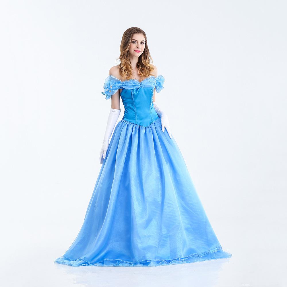 Blue Princess Dress Stage Costume Halloween Cosplay Costume Cinderella Costume