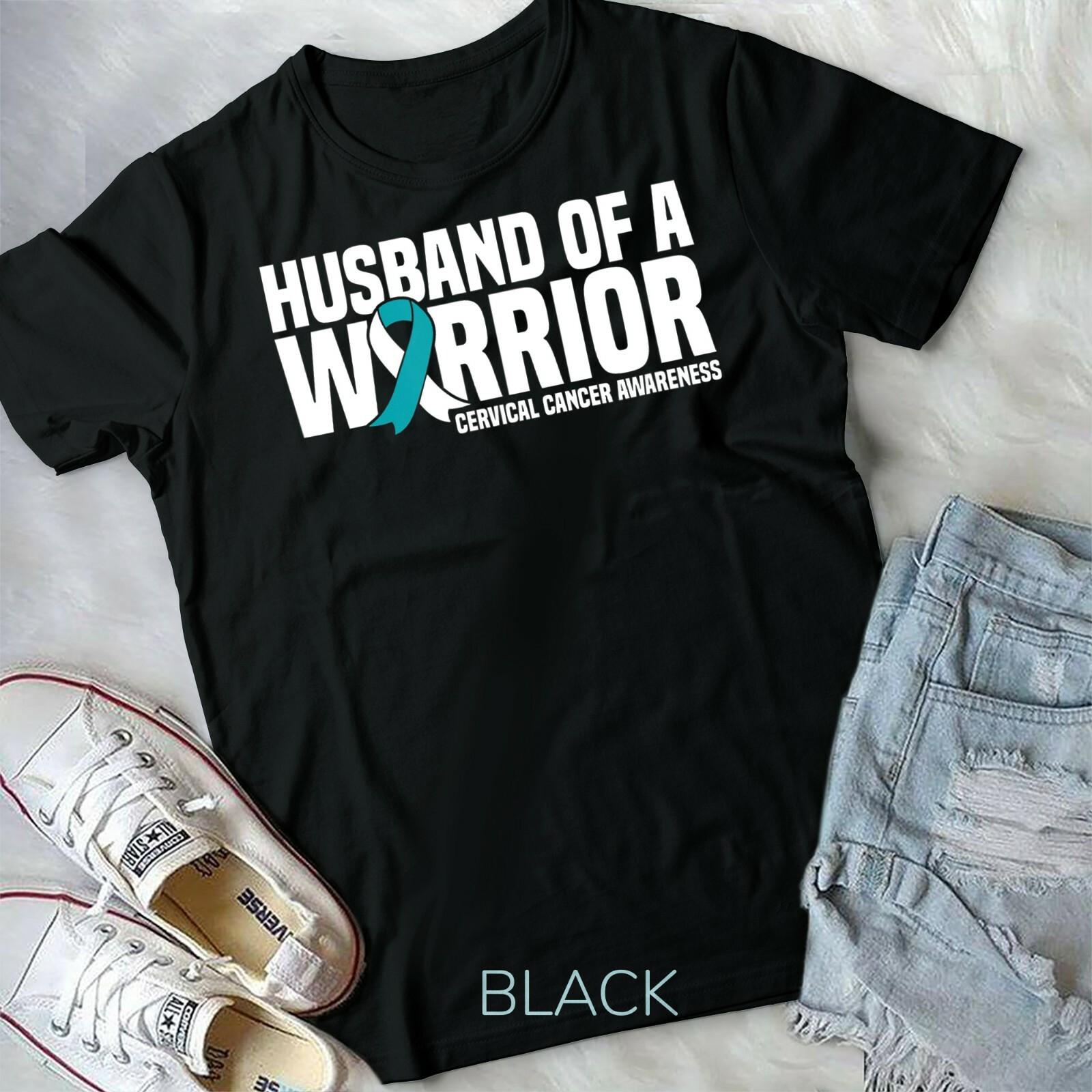 Mens Husband of a Warrior Cervical Cancer Awareness T-shirt Unisex Youth T-shirt S