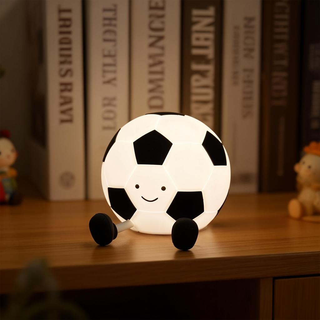 Cute Football LED Night Light Silicone Pat Sensor Rechargeable Bedside Lamp Kids Gift Soccer Ball Warm Light