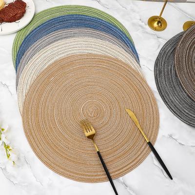 38cm Round Weaving Pot Mat Dish Placemat Coaster Folding Heat Insulation Western-style Mat Pots And Pans Kitchen Table Mat Decor