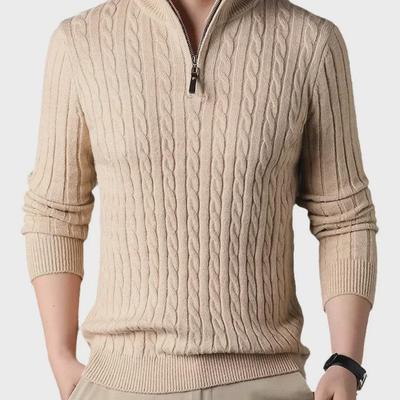 Men's Thick Knit Half-Collar Cardigan Sweater - 2023 Autumn/Winter