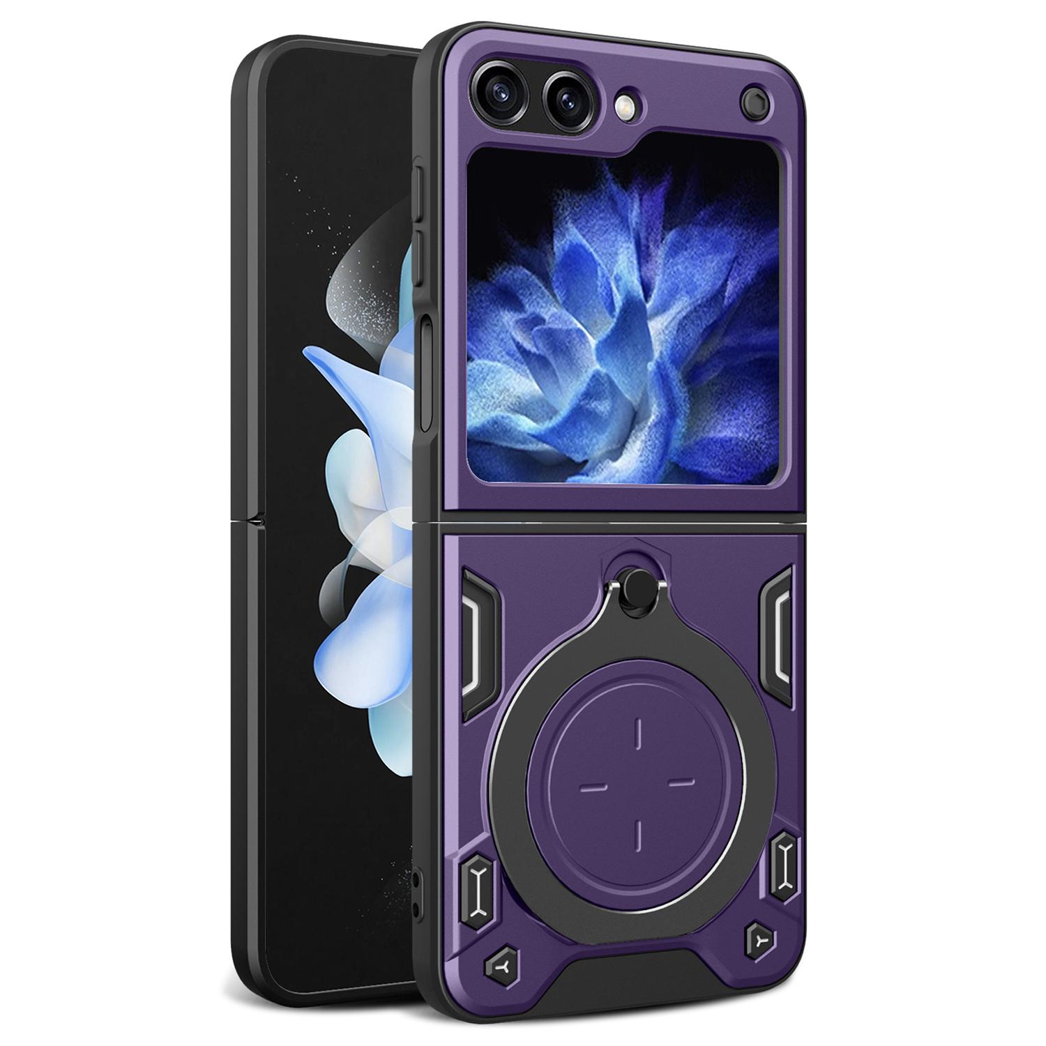

For Samsung Galaxy Z Flip5 5G PC+TPU Phone Case Rotating Kickstand Protective Cover Purple