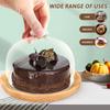 Wooden Cake Tray with Clear Glass Dome Lid Round Dessert Display Server Plate for Cupcakes Cookies Fruits Muffins Baking Storage