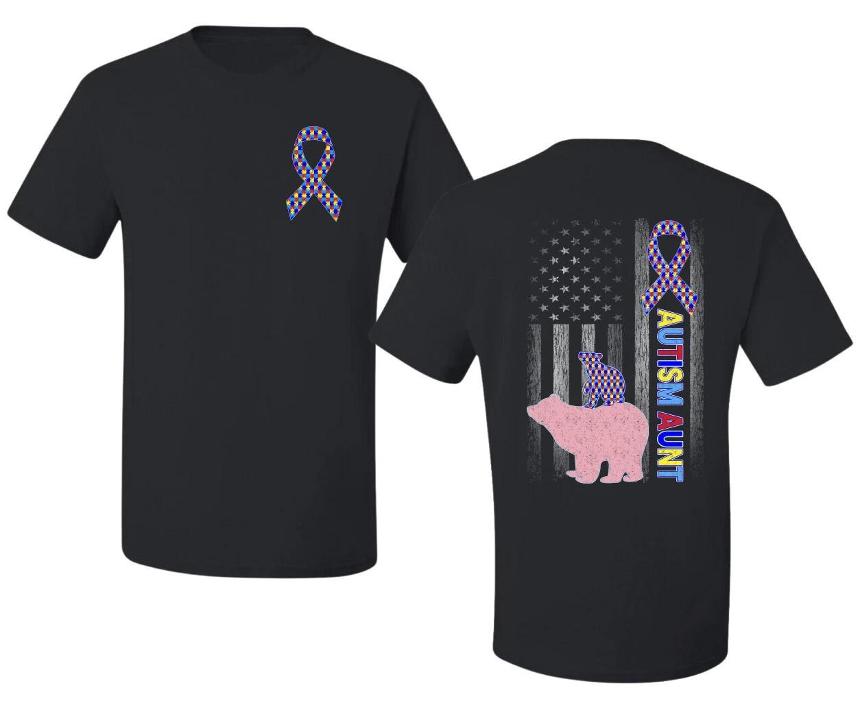 Autism Awareness Aunt Bear Puzzle Autism Ribbon Men s T- Shirt 3XL