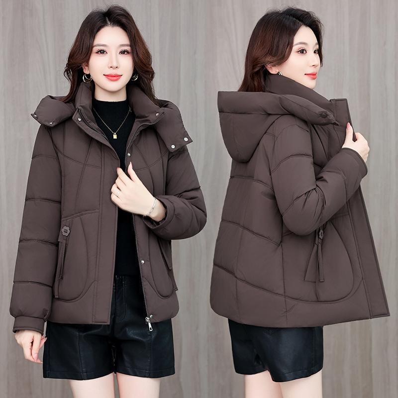 Plus size XL women's short hooded winter new cotton-padded jacket loose warm cotton-padded jacket top