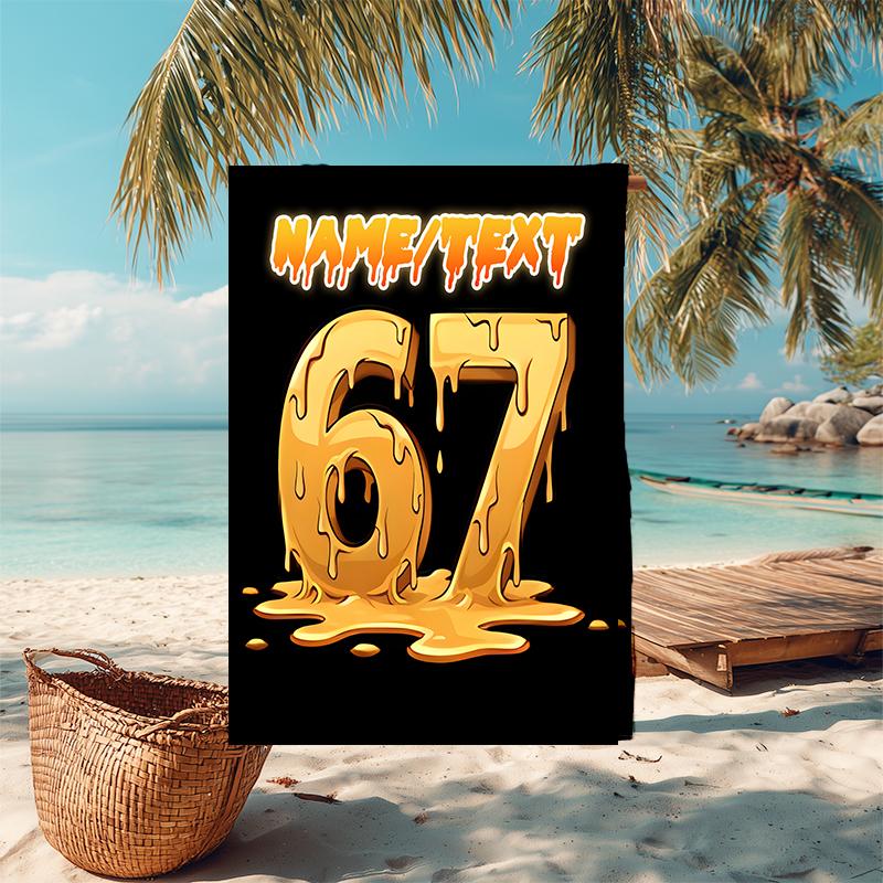 1PC Custom Name Golden Number Beach Towel Highly Absorbent And Sand-Resistant Towel for Swimming, Pool, Yoga, And Travel Lightweight