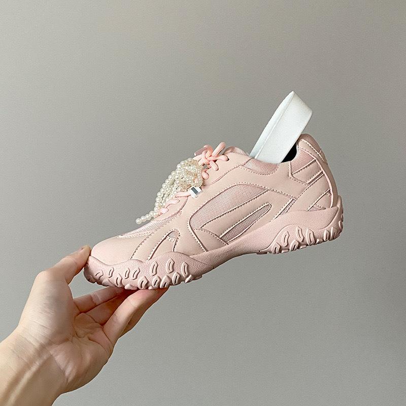 

Версия из коровьей кожи виноградной матери с тем же лунным светом Qimeng, омолаживающим жемчужным бантом, шнуровкой, повседневные туфли Forrest Gump, женские немецкие тренировочные туфли 40