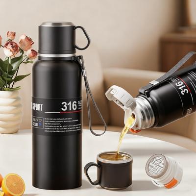 Botella térmica de agua de 1 l para mantener el agua fría y caliente, termo para agua, té, café, termos de acero inoxidable
