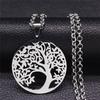 Tree of Life Stainless Steel Long Necklace for Men Black Color Necklaces & Pendants Jewelry cadenas para hombre N834S03