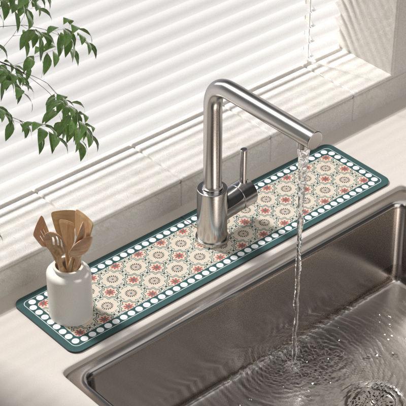 Wasserabsorbierende Matte für Wasserhähne, Küchenspülen, Waschbecken, Abtropfmatten, Spritzschutzmatten für Badezimmerarbeitsplatten