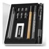 Four Candies 1.3mm Mechanical Pencil with Case, Heavy Duty Metal Carpenter Pencils, 24 Refills (Red, Black, Yellow), 3 Erasers, 12 Eraser Refills,