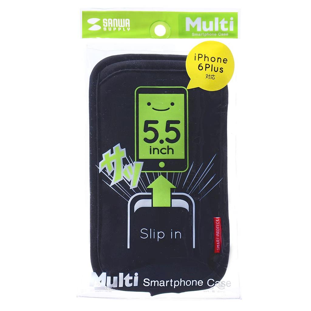 SANWA SUPPLY Smartphone-Hülle für vielseitige 5,5-Zoll-Handys, Schwarz, PDA-SPC15BK