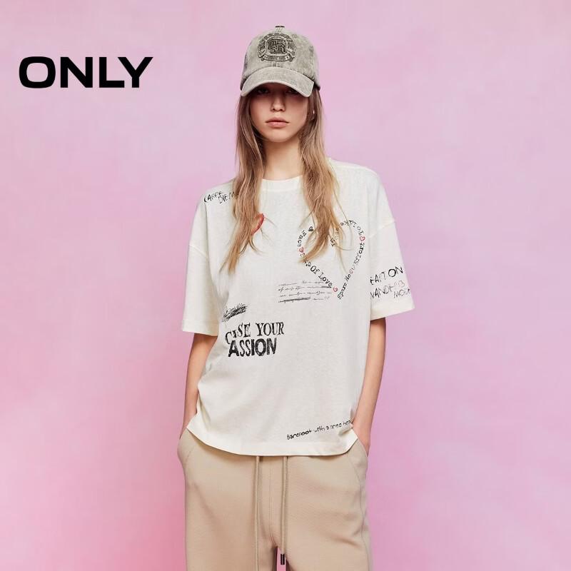 

ONLY Women s 2026 Spring Retro Graffiti Print T-Shirt S