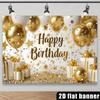 2D White Gold Birthday Backdrop for Wedding, Birthday & Festival Events