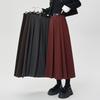 Womens High Waist  Pleated Midi Skirt A Line Winter Fall  Solid Color Long Skirt