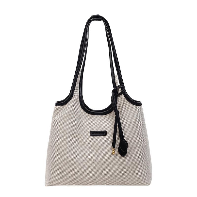 Simple and Fashionable College Student Shoulder Canvas Bag New Casual Simple Large-capacity Commuter Tote Bag