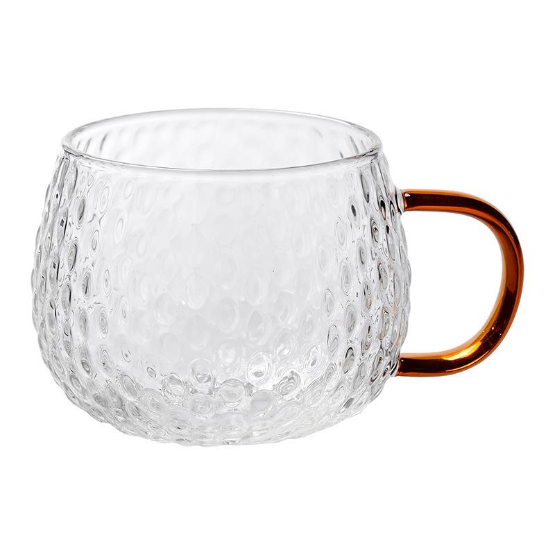 Heat-Resistant Hammered Glass Mug with Handle for Milk, Coffee, and Flower Tea