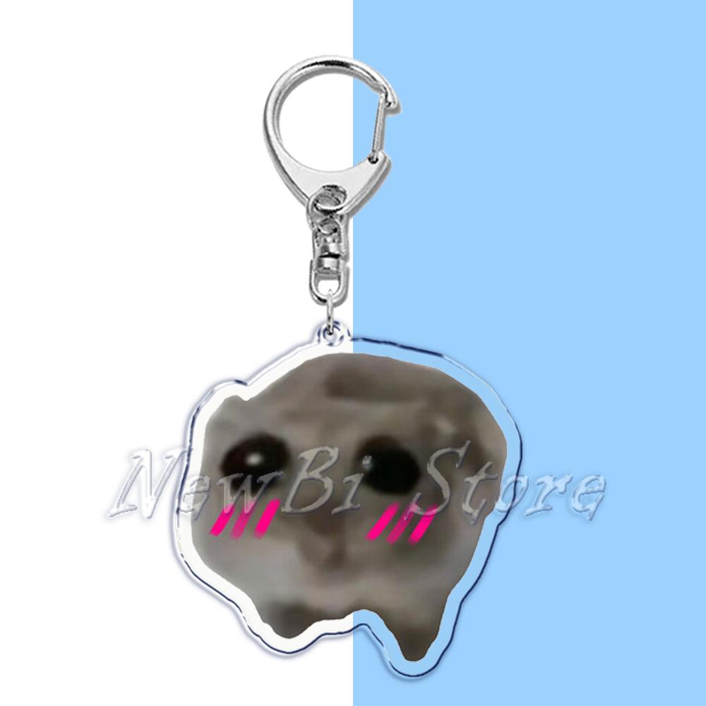 Fun Meme Im Just A Girl Sad Hamster Key Chain Keychains Ring for Accessories Bag Funny Pendant Keyring Jewelry Fans Gifts