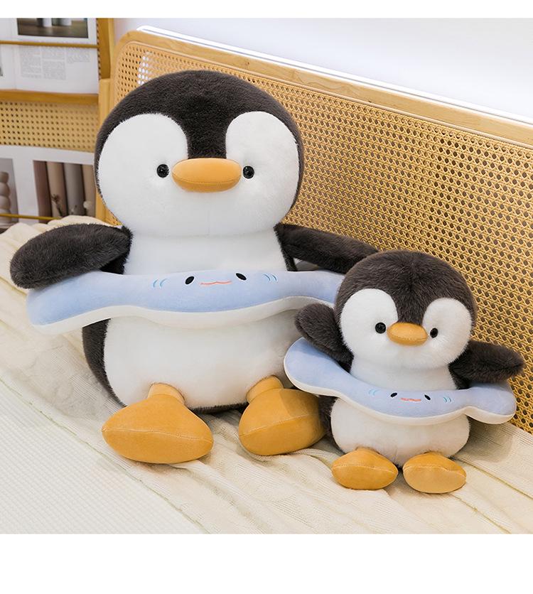 Penguin Plush Toy Cartoon Swim Ring Pillow for Children