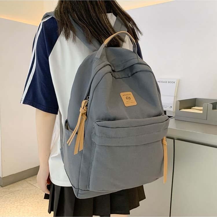 New Simple Solid Color Backpack Student Backpack