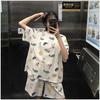2 Teile/satz Cartoon Tier Frauen Nachtwäsche Kurzarm Top Shorts Pyjamas