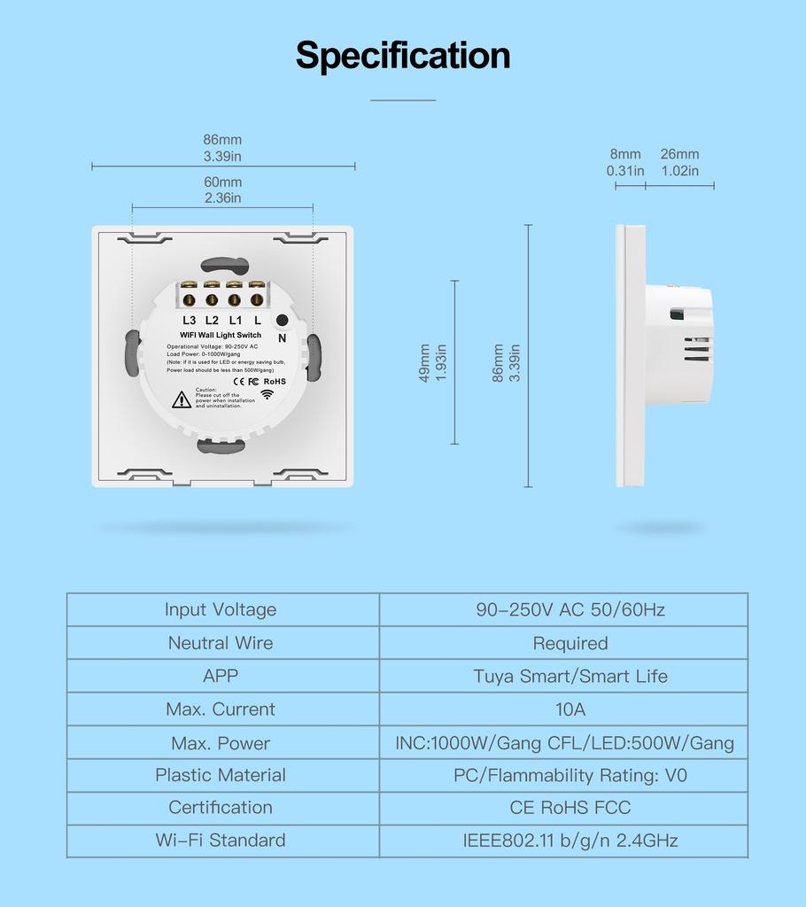 Melery Lichtschalter Wifi Smart Tuya Touch Sensor Glas Panel Lampe Interrupter EU Platz Fernbedienung durch Alexa Dot Google Home