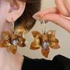Hoop Resin Flower Earrings for Women Temperament Ear Hook Artistic Temperament Light Luxury Fairycore Jewelry