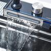 304 Stainless Steel Waterfall Kitchen Sink Faucet Set with Large Single-slot Integrated Digital Display Soap Dispenser 75*45 Cm