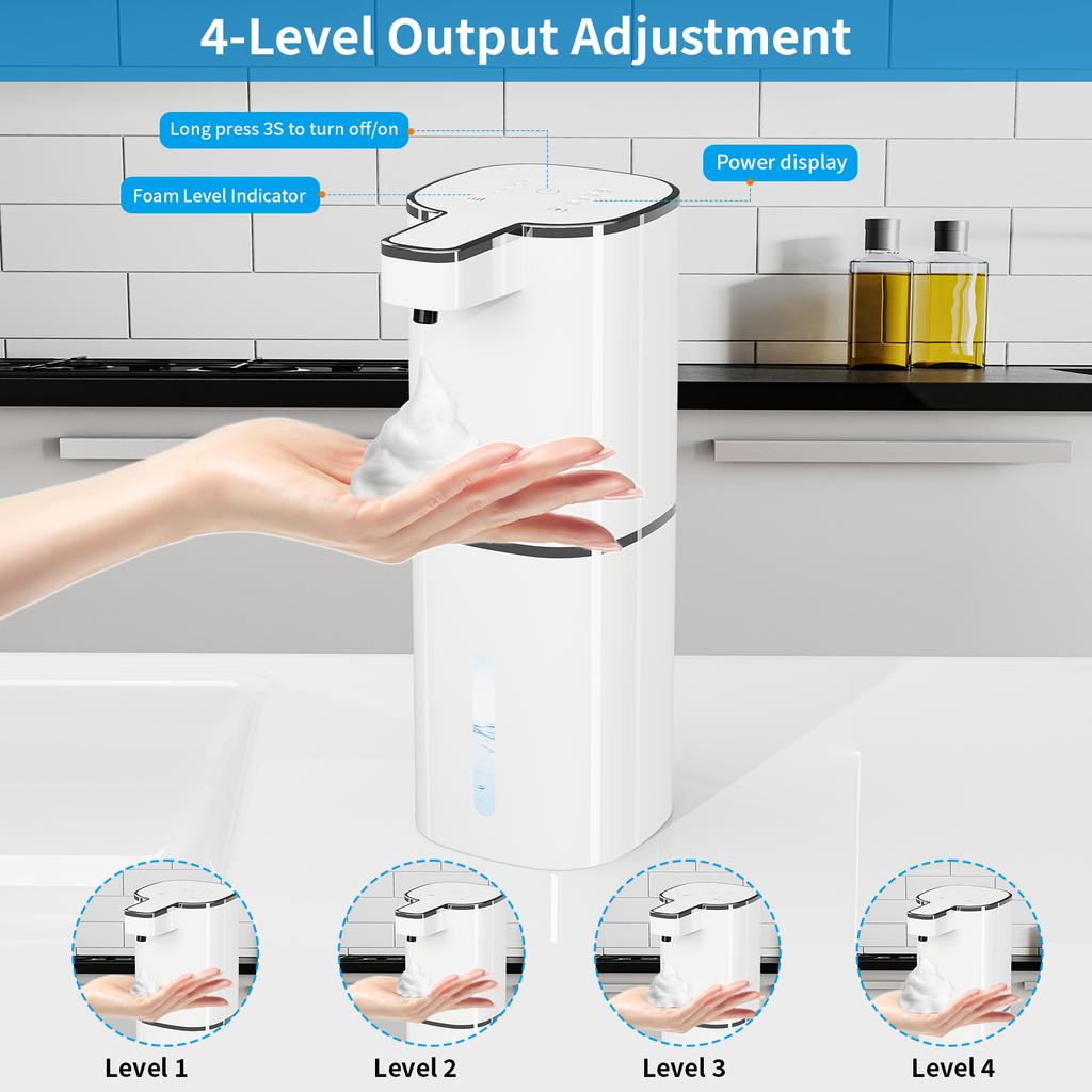 420ml Automatic Soap Dispenser Infrared Sensor Touchless Dish Soap Dispenser 4 Adjustable Liquid Dispenser for Bathroom Kitchen
