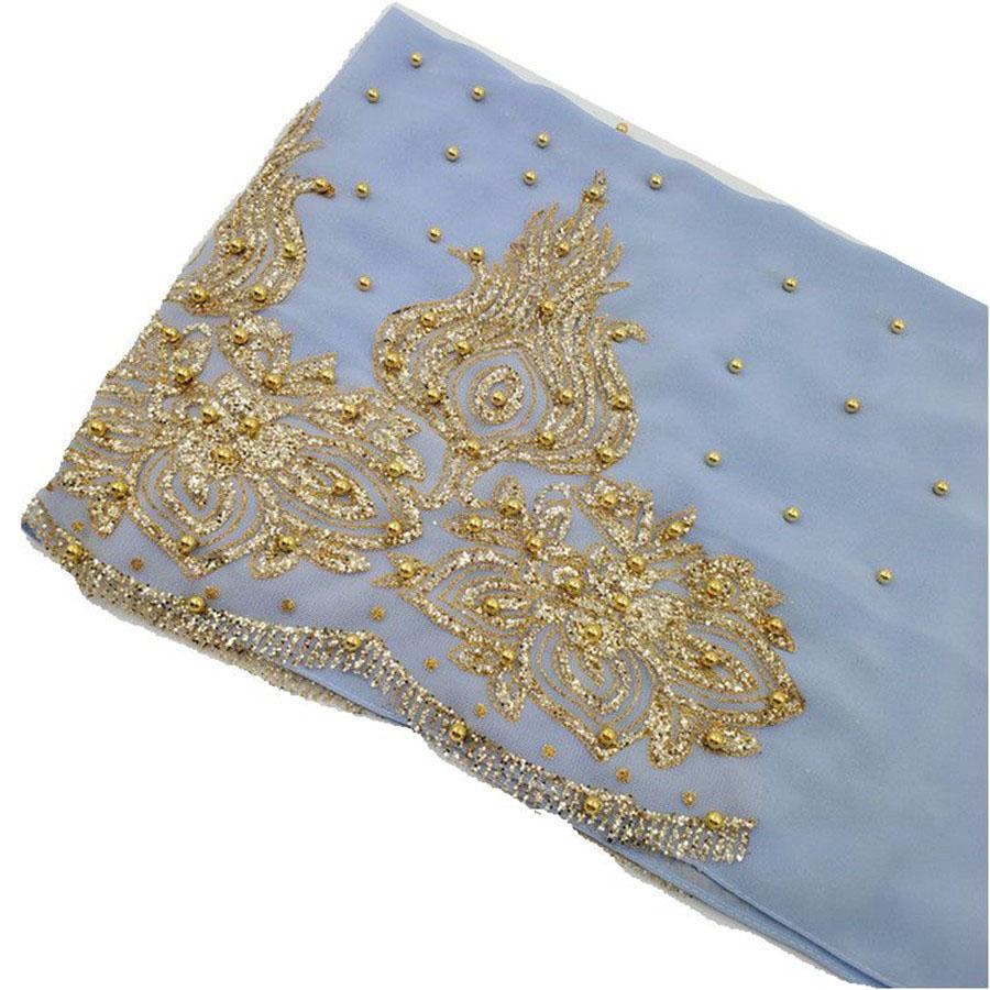 Premium Chiffon Hijabs Scarf Shimmer Gold Glitters Beads Hijab for Muslim Woman Head Scarf Shawl Wrap Lightweight