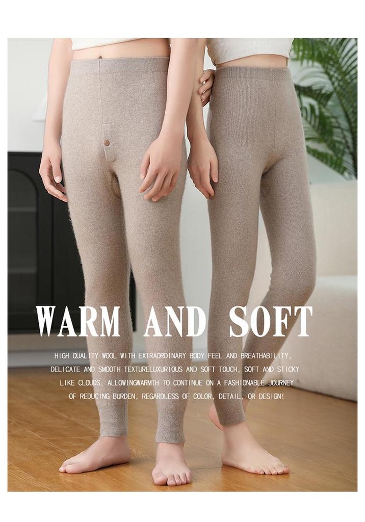 Women's Cashmere High-Waisted Slim-Fit Leggings - Chic and Thick for Autumn/Winter, Wearable Outside for Warmth.