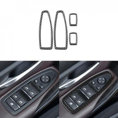 4pcs Carbon Fiber Car Interiror Door Window Button Frame Sticker For BMW 3 F30