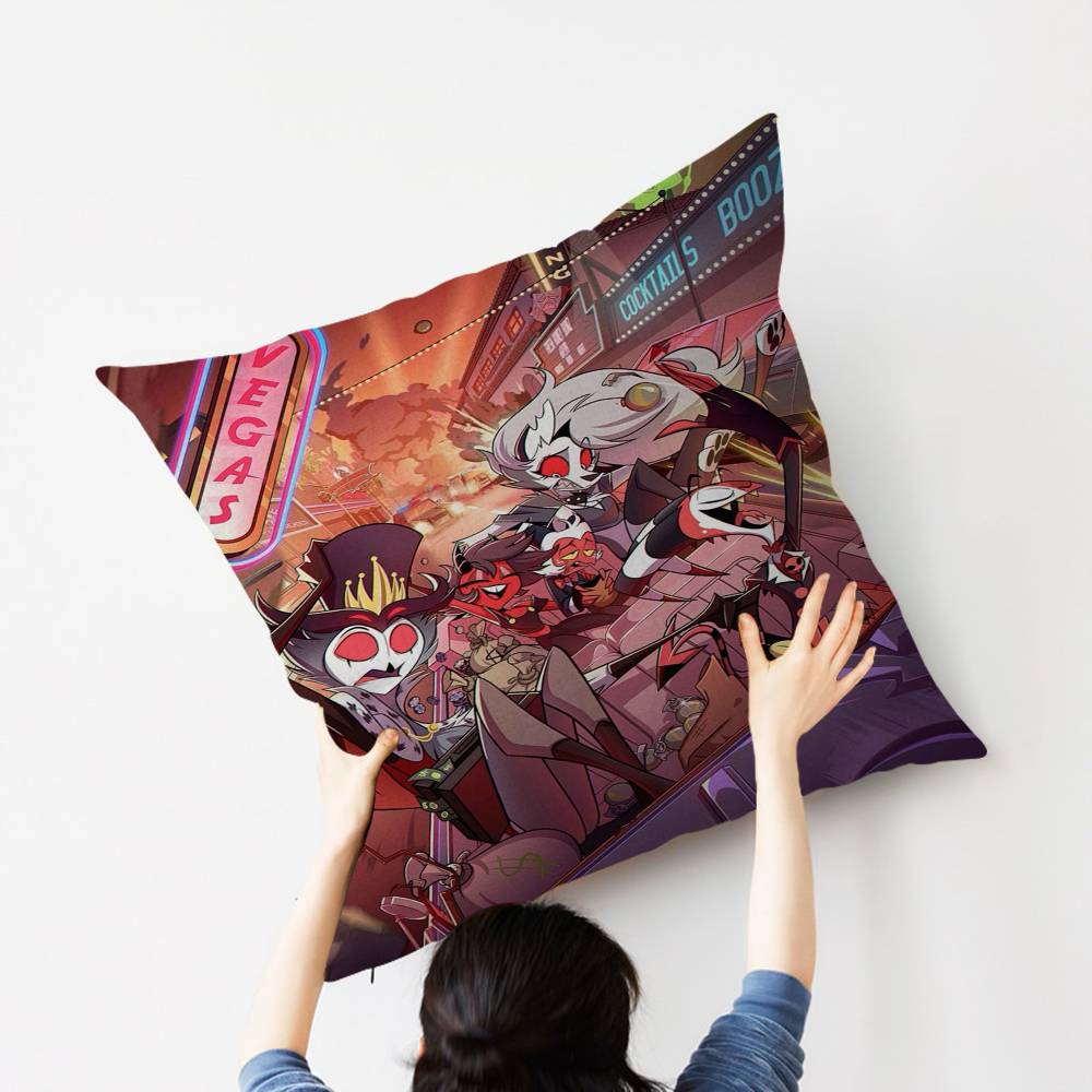 Capa de Almofada Cartoon H-Helluva Boss Personalizada Decoração Quarto Festa Infantil Fronha Presente Aniversário Crianças