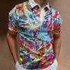 Artistic Splatter Print Short Sleeve Polo, Trendy Casual Wear