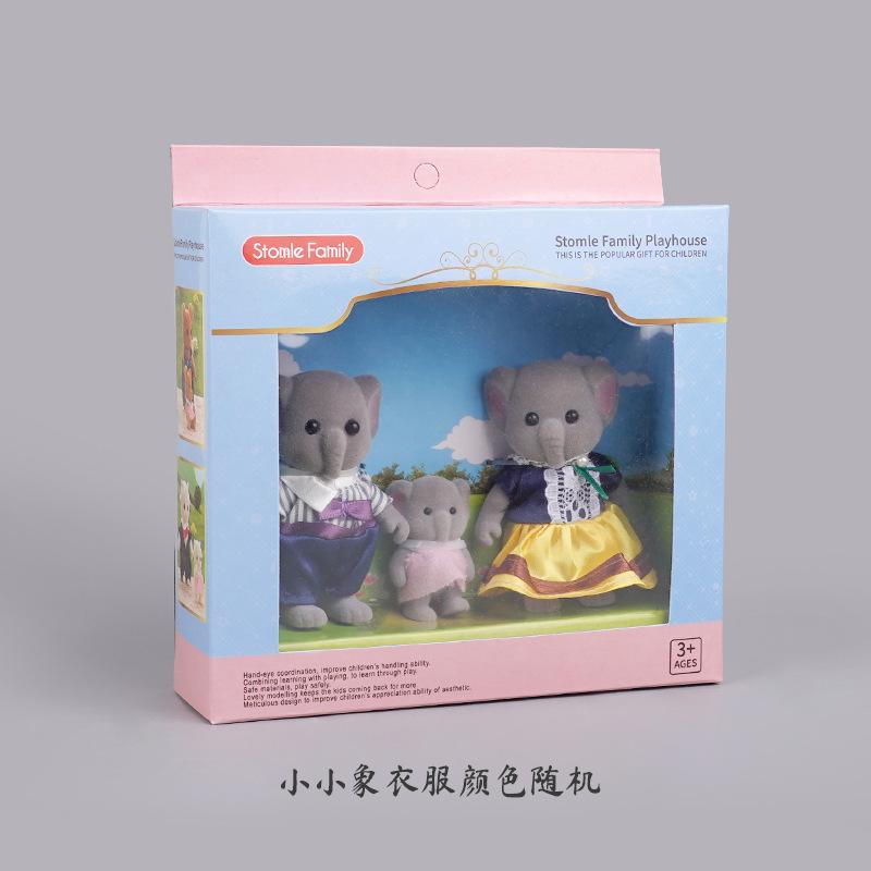 Cute Cartoon Simulation Animal Family Mini Rabbit Elephant Playing House Girl Toy Model Flocking Doll