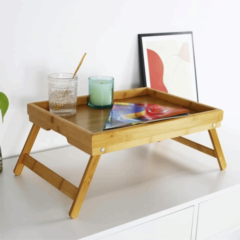 Concealed Handle Folding Leg Breakfast Trays Rectangular Bed Laptop Tray Bedroom