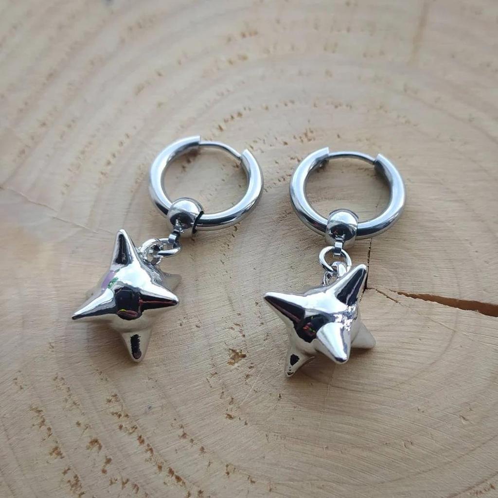 Gothic Y2K Spiked Ball Drop Earrings Grunge Aesthetic Morning Star Rivet Hoop Earrings For Women Men Punk Rock Jewelry