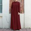 2024 Green Stand-up Collar Pocket Cardigan Dress for Muslim Women - Middle Eastern Arabic Style