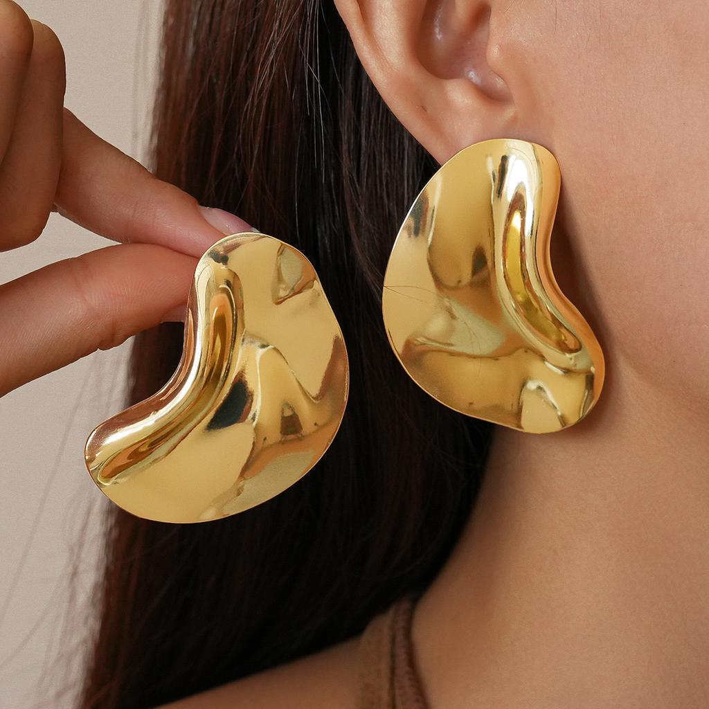 Irregular Geometric Shaped Earrings with Metal Photosensitive Surface, Simple and High-end Earrings