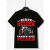Black T Shirt with Tractor And Text Echte Helden Fahren Rote Felgen Graphic Print for Outdoor Activities And Casual Wear
