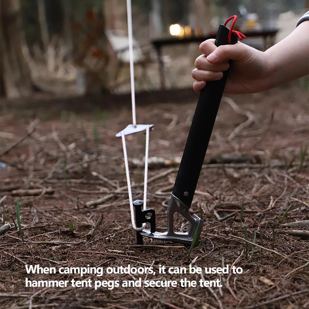 Camping Hammer Multitool Aluminum Handle Stainless Steel Hammer Tent Stakes Survival Gear Outdoor Tarp Hammer and Nail Puller